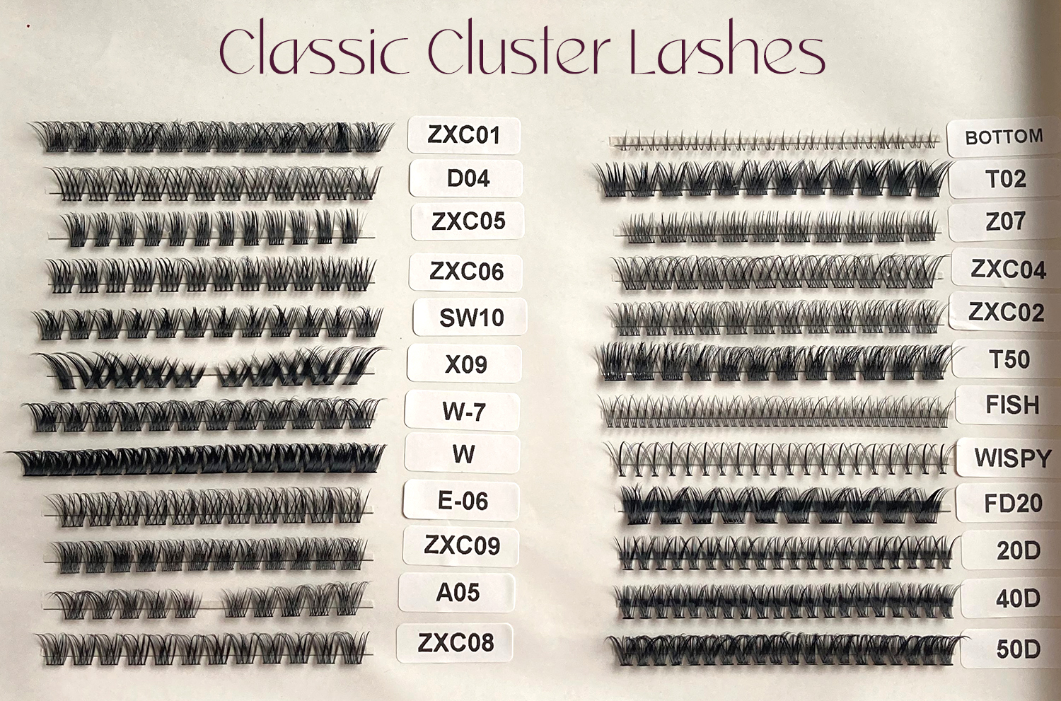 natural lash clusters catalog