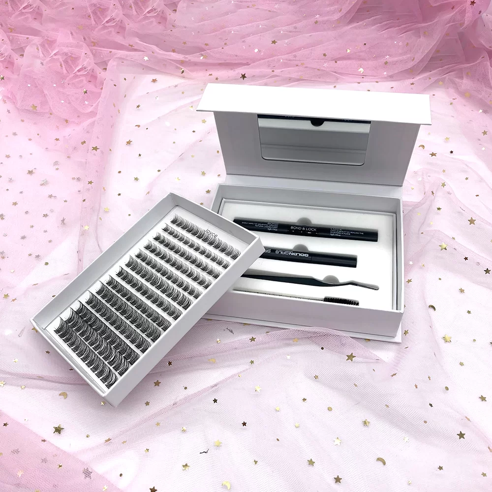 double layers lash cluster kit with mirror