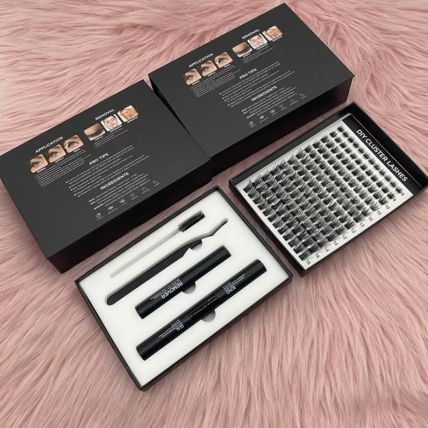 black double layers lash cluster kit