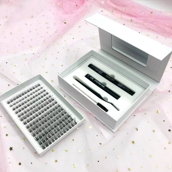 double layers lash cluster kit with mirror