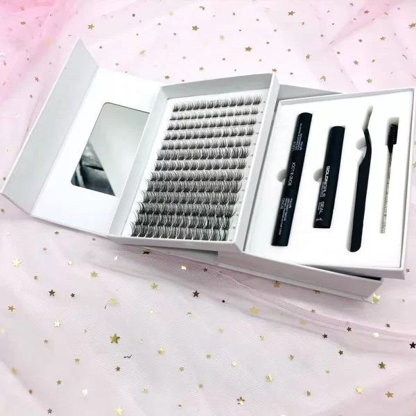 double layers lash cluster kit with mirror